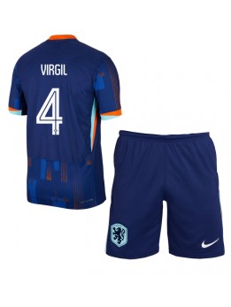 Niederlande Virgil van Dijk #4 Auswärts Trikotsatz für Kinder EM 2024 Kurzarm (+ Kurze Hosen)